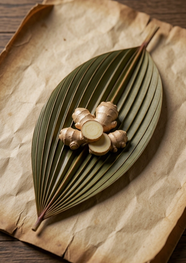 Botanical detail of palm leaf