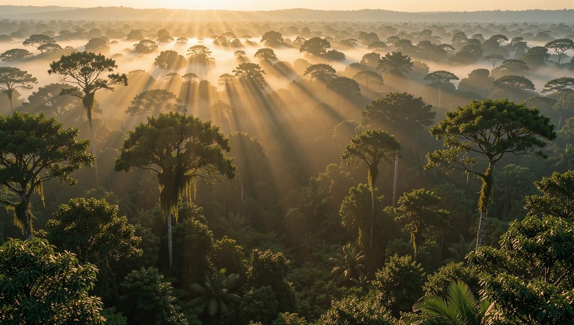 Misty Indonesian rainforest at dawn